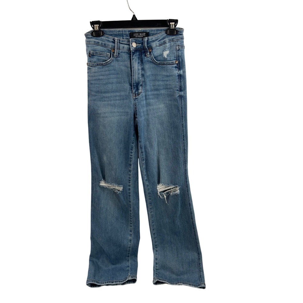 Judy Blue Wide Leg Jeans 3/26 Blue Distressed High Rise Women